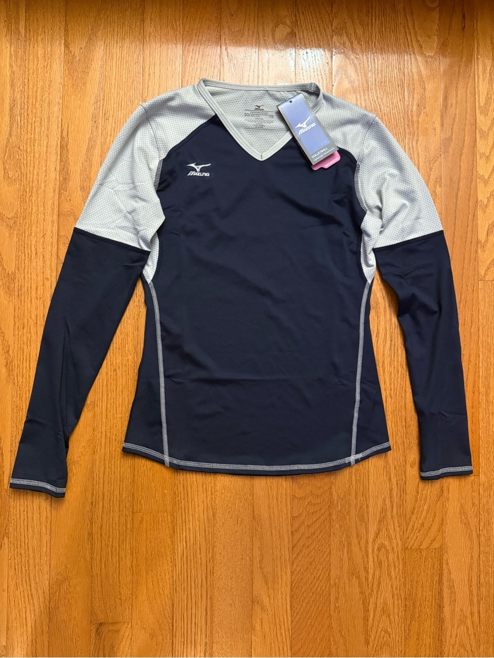 Mizuno Navy and Light Gray Long Sleeve Swim Shirt